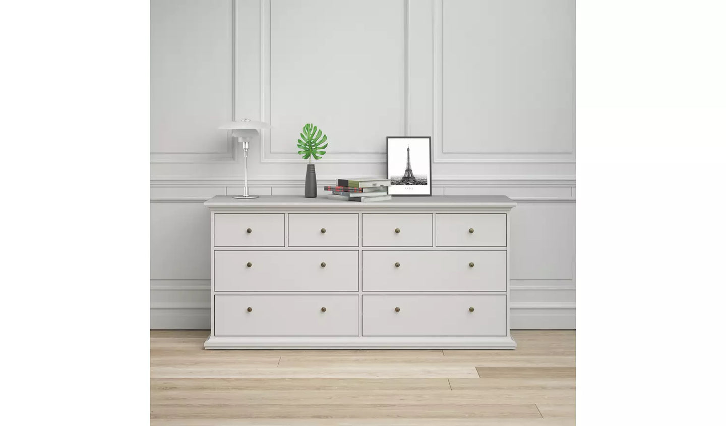 Tvilum Paris 8 Drawer Chest - White